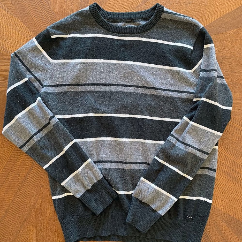 RVCA Greyscale Striped Sweater